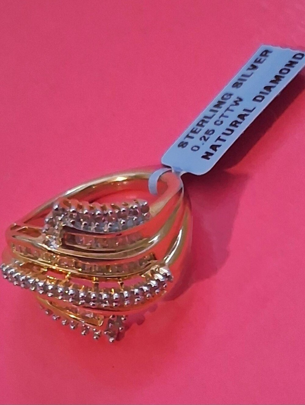 SUN RL 925 Sterling Silver 0.25 CTTW Natural Diamond Ring Size 7